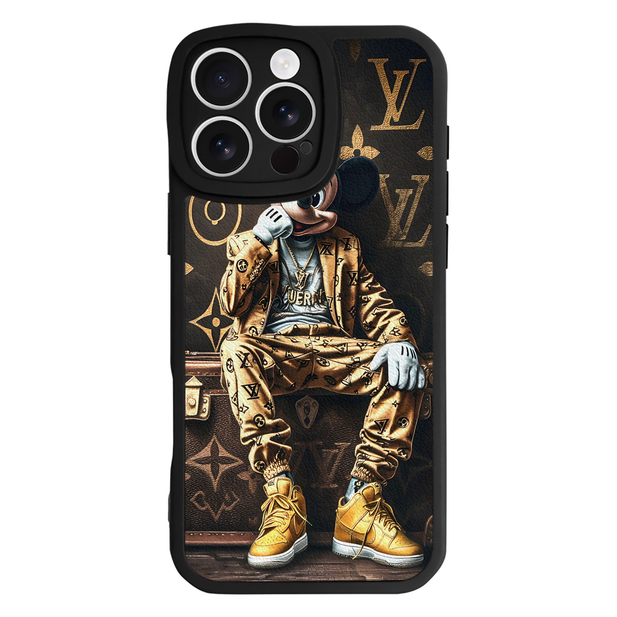 （画像用） ミッキーマウス Mickey Mouse 【iPhone 16シリーズ対応】シリコンスマホケース（レザー調） 材質：シリコン
